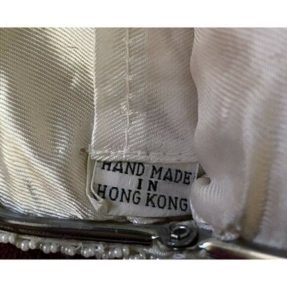 60s Vintage Sequined Off White Clutch Purse Hand Made In Hong Kong - Picture 5 of 6